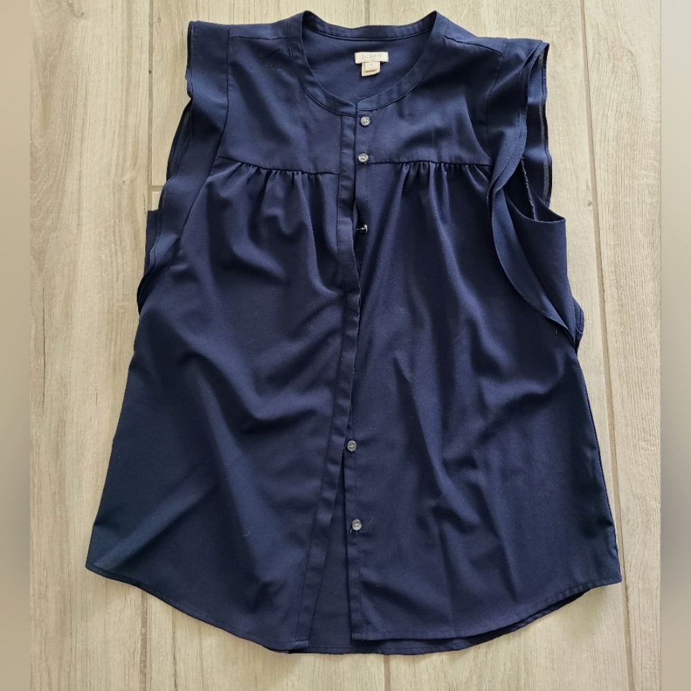 Navy Sleeveless Button-Up Women's Top J. Crew
